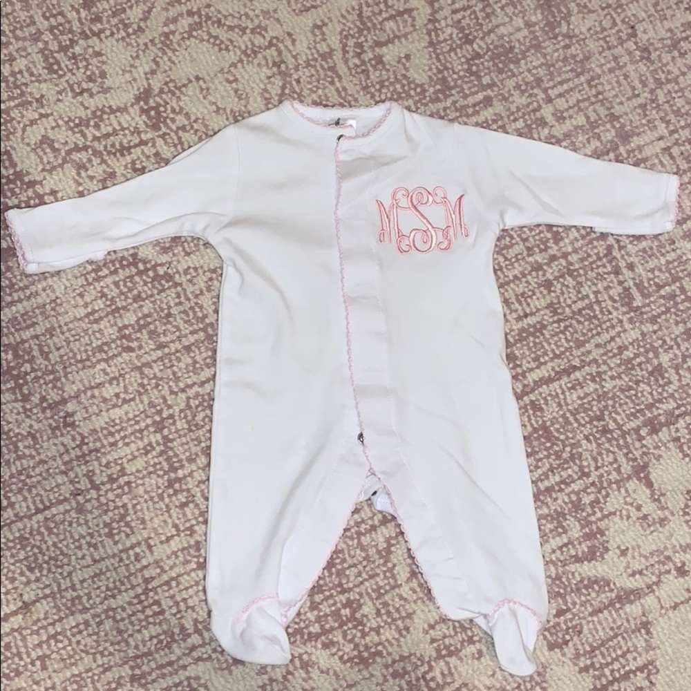 Pima Cotton Footie with initials “MSM”